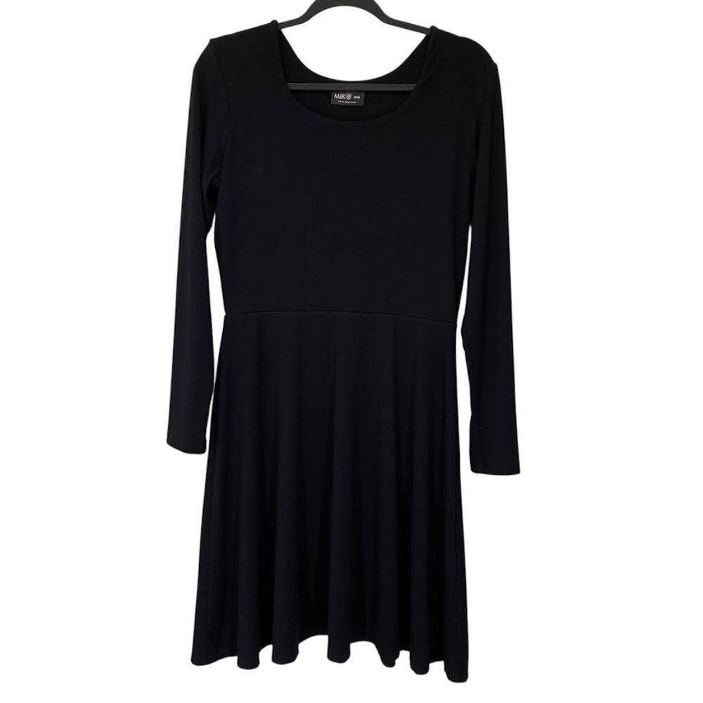 Miik Womens Fit & Flare Dress M Stretch Black Minimalist Whimsigoth Funeral